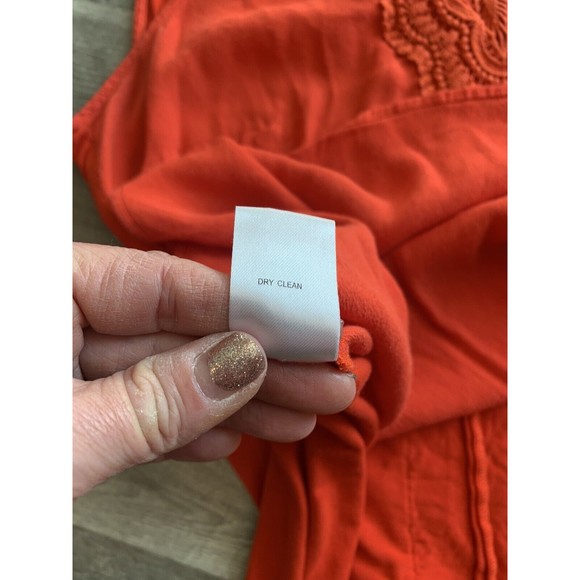 pale sky blouse top ORANGE plus size 1X sleeveless lace front keyhole front - Picture 10 of 10